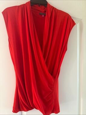 Vince Camuto Vibrant orange Draped Surplice Blouse